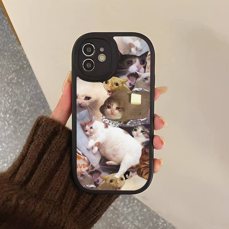 Чехол для телефона Crying Cat Memes, жесткий кожаный чехол для телефона iPhone 13 12 Mini 11 14 Pro Max Xs X Xr 7 8 Plus 6 6s Se 2022, силиконовый