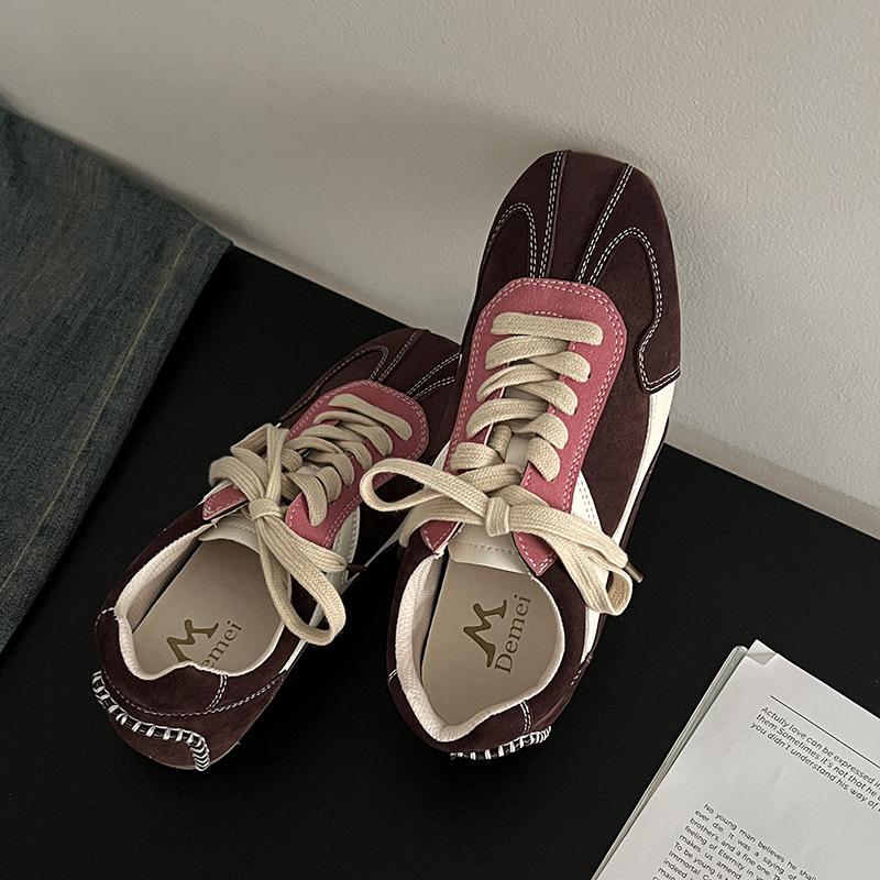 Модный тренд, американские ретро-кроссовки с круглой головкой на платформе, немецкие кроссовки для женщин, новинка 2025 года, легкая и универсальная спортивная обувь на осень