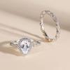 Huitan 2Pcs Pear Cubic Zirconia Set Rings for Women Wedding Accessories Luxury Trendy Female Accessories Engagement Band Jewelry