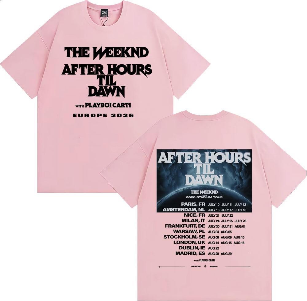 The Weeknd After Hours Til Dawn Европа 2026 Стадионный тур Футболки Унисекс Женская Мода Хип-хоп Хлопковые Футболки Уличная одежда
