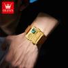 OLEVS 1101 Men's Watch Square Multifunctional Dial Brown Leather Strap Waterproof Wristwatch Man