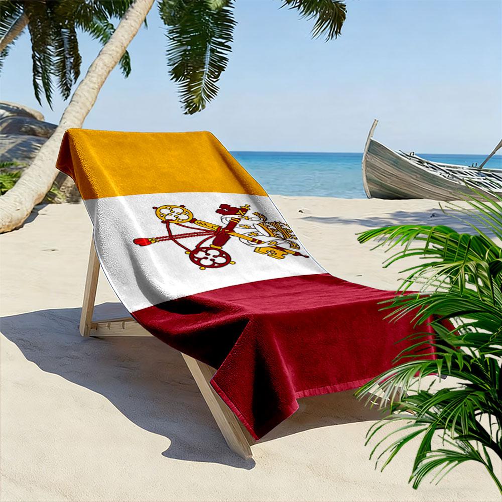 Large Beach Towel with Vatican City Flag Keys Emblem, Quick Dry Microfiber, Soft and Durable, for Beach Pool Travel