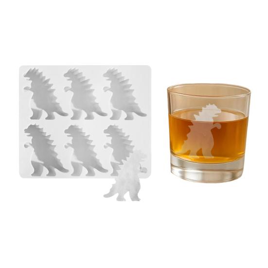 Форма для льда в виде динозавра Легкое заполнение и извлечение 6 ячеек Поддон для льда Годзилла Безопасен для морозильной камеры Форма для льда для летних напитков Коктейльная вечеринка
