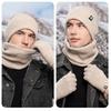 Yousheng 3 Pcs/Set Unisex Winter Beanie Scarf Gloves Set Thick Plush Knitted Warm Cap Gloves Elastic Ear Protection Windproof Winter Outdoor Cycling