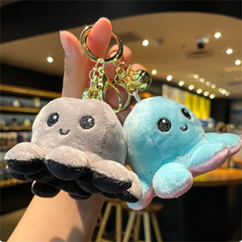 Двусторонний мультяшный осьминог, милый плюшевый брелок, подвеска на рюкзак, подвеска, плюшевая игрушка