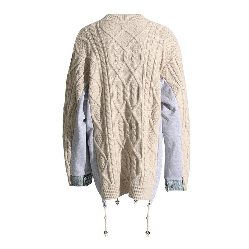 European High-End Denim Patchwork Knit Lazy Sweater, Autumn/Winter 2026 Collection