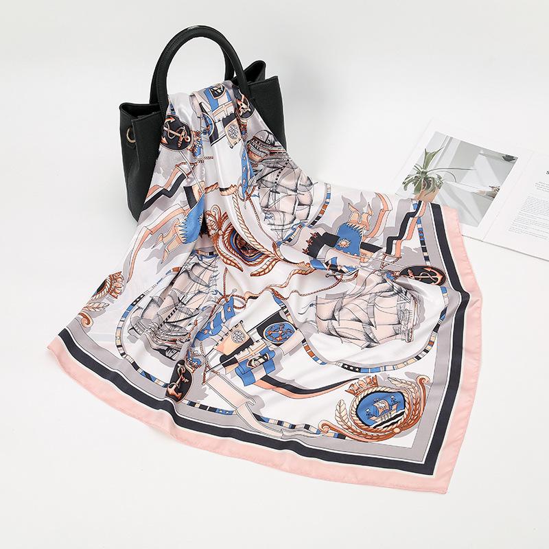 New European and American Printed Silk Square Scarf Fashion Women's Versatile Bag Headscarf Professional Scarf Silk Scarf