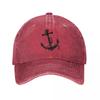 Vintage Anchor Baseball Cap Unisex Distressed Denim Headwear Outdoor Workouts Hats Cap