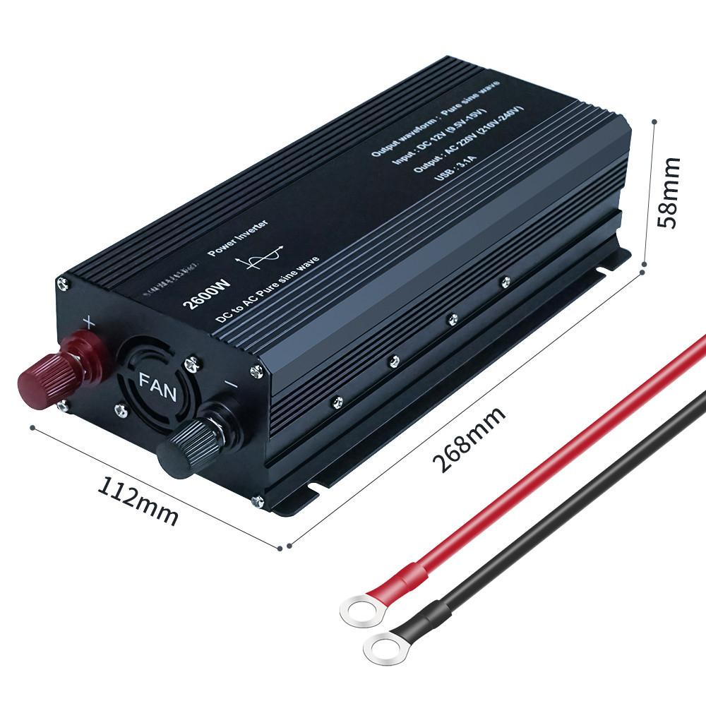 Инвертор с универсальной розеткой с чистой синусоидой для путешествий на открытом воздухе, высокомощный преобразователь, портативный инвертор питания