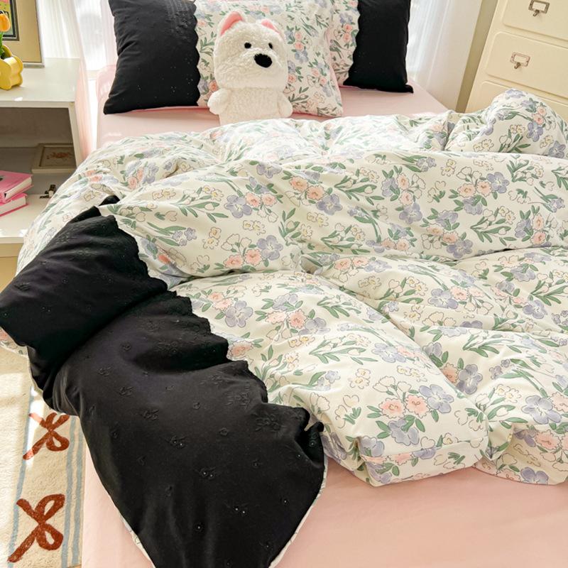 Princess Style Bedding Set Four-piece Set Breathable Comfortable Washed Sheets Quilt Cover Pillowcase