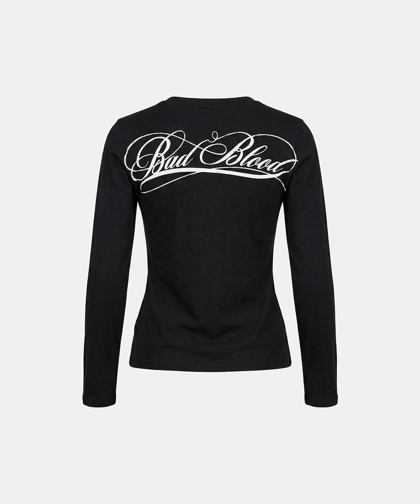 BADBLOOD Dark Classic Logo Fitted Long Sleeve T-Shirt - Black