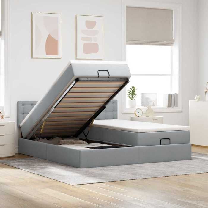 Maison Exclusive - Cadre de lit ottoman et matelas gris clair 200x200cm tissu