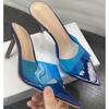 Fashion New Summer Women's High-heeled Sandals Simple Transparent High-heeled Slippers Stiletto Pointed Open-toed Slippers Mules