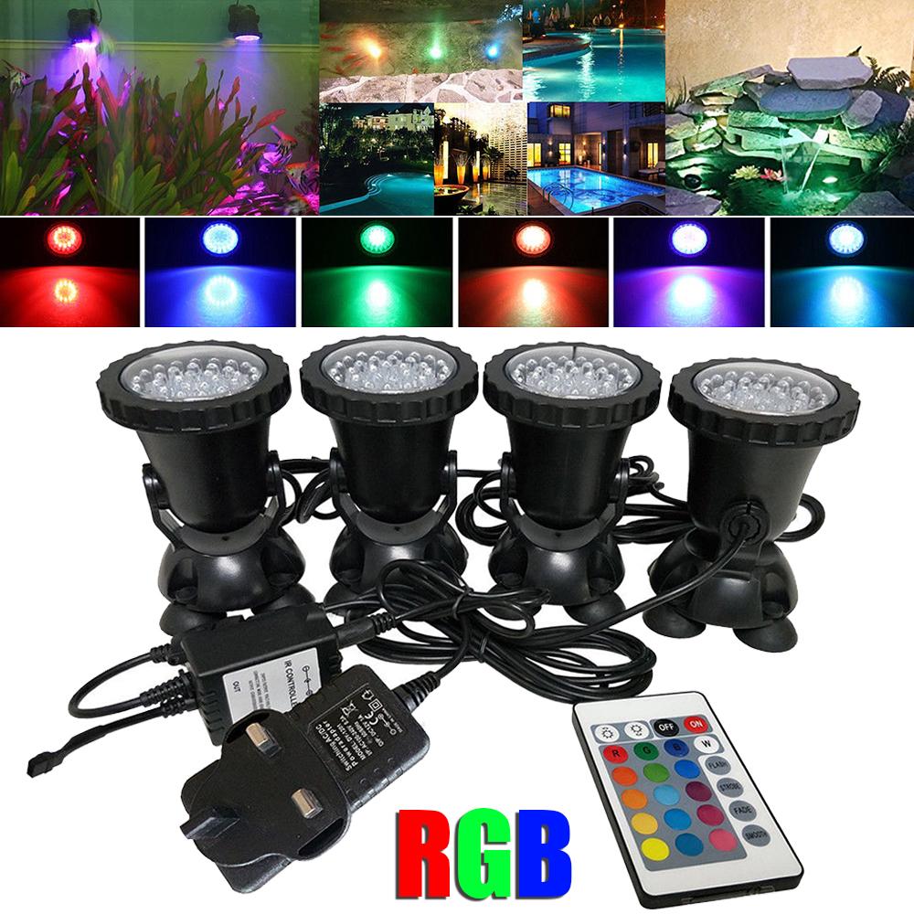 36 LED RGB Submersible Pond Spotlight Remote Control Garden Landscape Lawn Light Outdoor Underwater Fountain Pool Aquarium Lamp