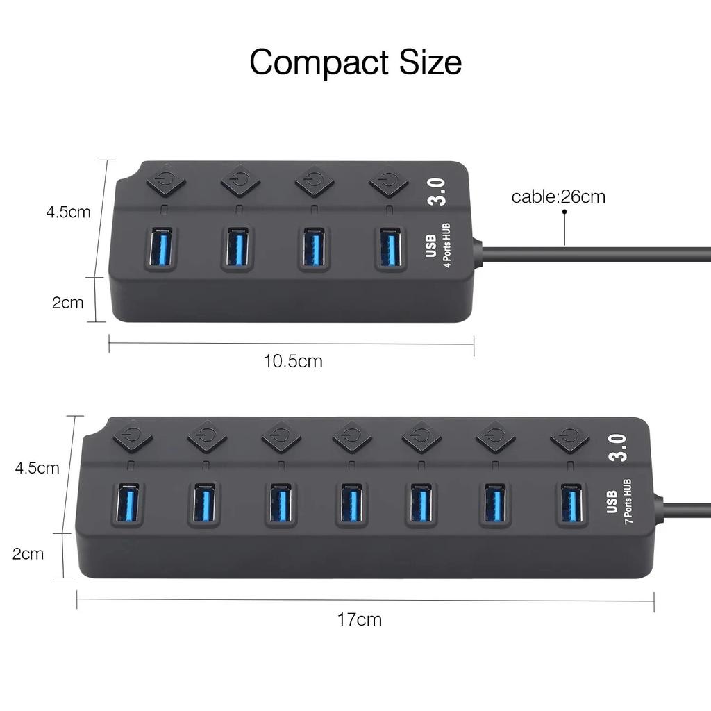 USB-концентратор 3.0 4-в-1, USB 2.0-разветвитель, Мультипортовый адаптер, Независимый выключатель питания, Удлинитель C?ble Де 3