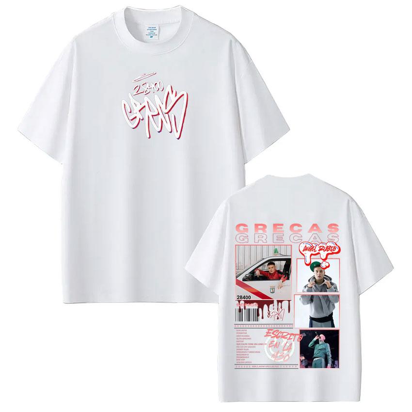 Rapper Grecas Tour 2026 Album Print Tshirts Men Women Fashion Oversized Tshirt Casual Short Sleeve Cotton Tee Shirt Streetwear