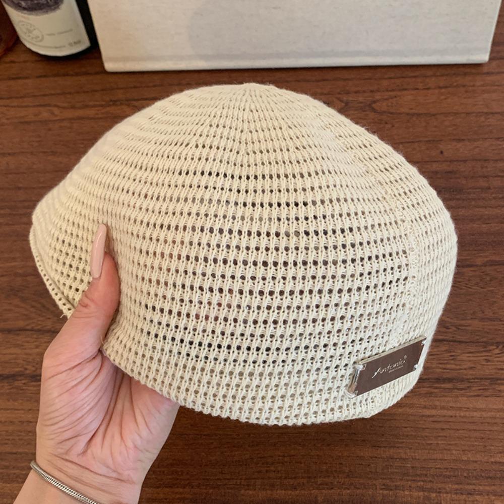 Japanese Style Weave Hat Vintage Crochet Knitted Cap Elegant Hollowed Out Beret Hat Spring
