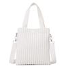 Compact and Chic Mini Tote Bag for Women Corduroy Shoulder Bag Versatile Crossbody Handbag  White
