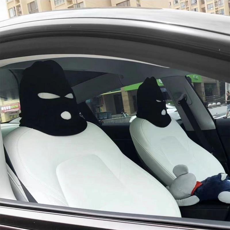 Маска-шапка на подголовник автомобильного сиденья с 3 отверстиями, закрывающая все лицо, для защиты от пепла для сидений салона автомобиля, забавная декоративная накладка