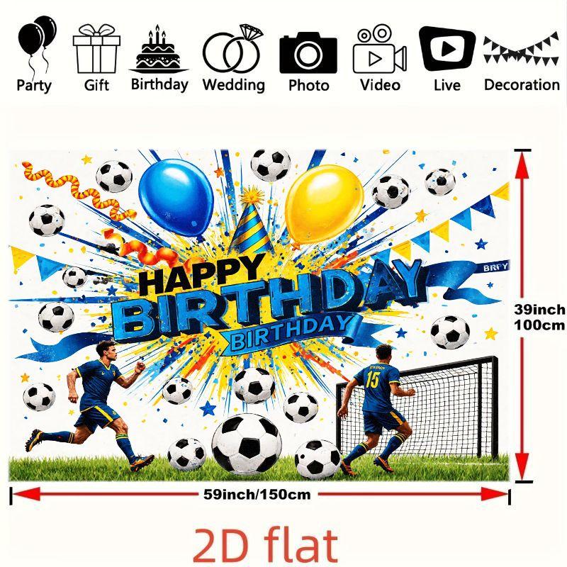 Football themed birthday celebration background cloth, colorful, suitable for parties, birthday parties and other scenes