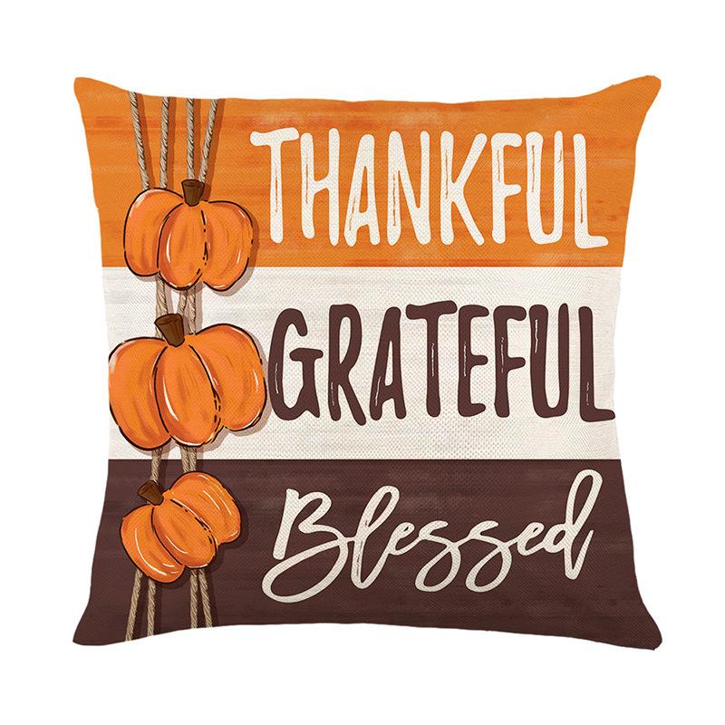 Thanksgiving Pillow Cover Fall Yellow Maple Leaf Linen Print Sofa Cushion Cover Bedroom Pillow Cover