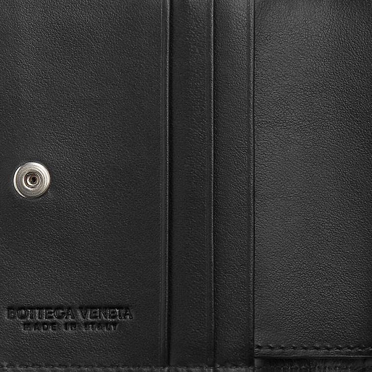 Bottega Veneta Zipper Double Fold Calfskin Wallet Men Wallet Black 775546VCPQ48803
