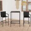 Day and Night - Day and Night Garden Table and High Stools and Cushions 3 Pieces Black PE Rattan