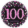 Amscan Prism Pink 100th Birthday Celebration Plates (Pack Of 8)