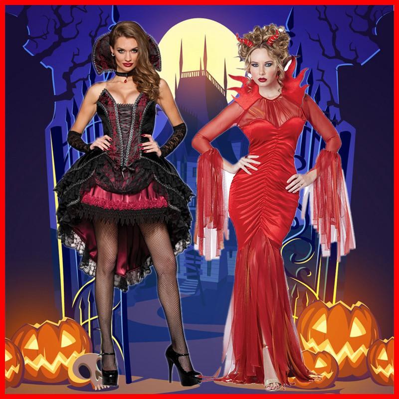 Halloween Evil Demon Costume Devil Vampire Spider Queen Stage Performance Outfit Women