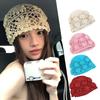 Hollow Crochet Flower Hat Handmade Beanies Cap Casual Knit Basin Caps Ladies
