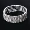 Classic Full Diamond Elastic Multi-row Bracelet, Claw Chain Rhinestone Five-row Silver Bracelet