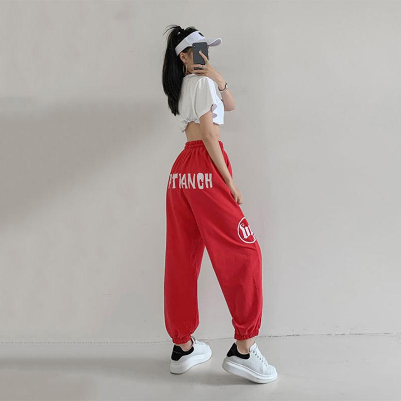 Брюки для джазовых танцев в стиле хип-хоп, женские свободные повседневные спортивные брюки, свободные широкие брюки для квадратных танцев