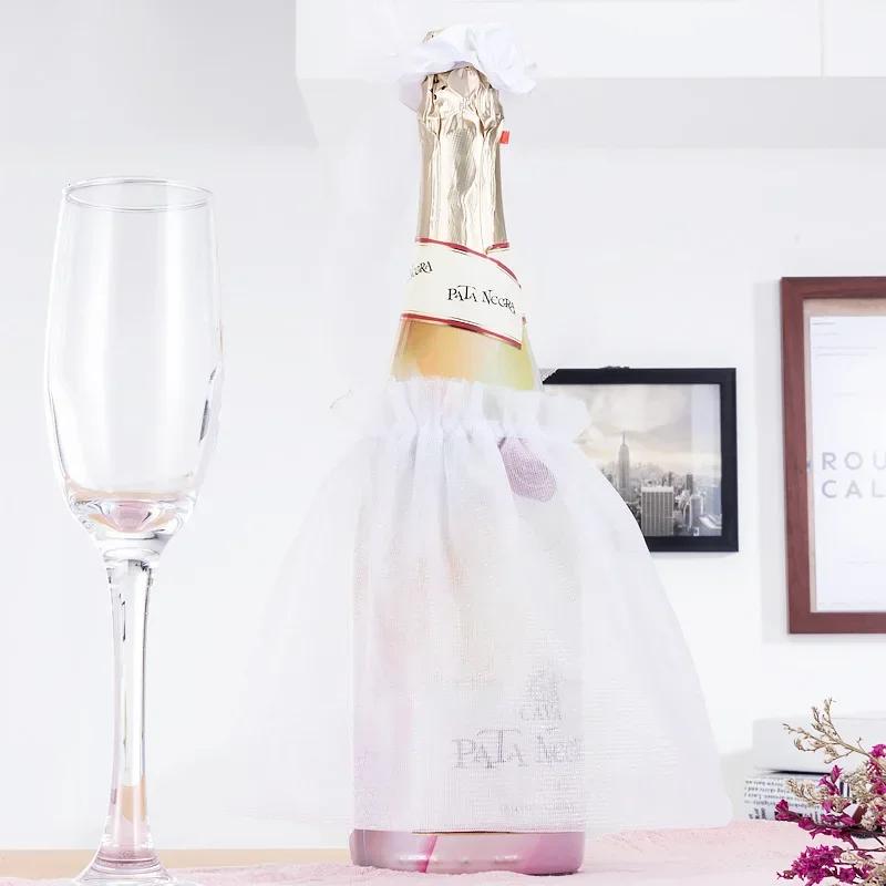 1 Set Wedding Bottle Cover Bride Groom Wine Cups Champagne Glasses Ornaments Bride To Be Bridal Shower Bachelorette Party Decor