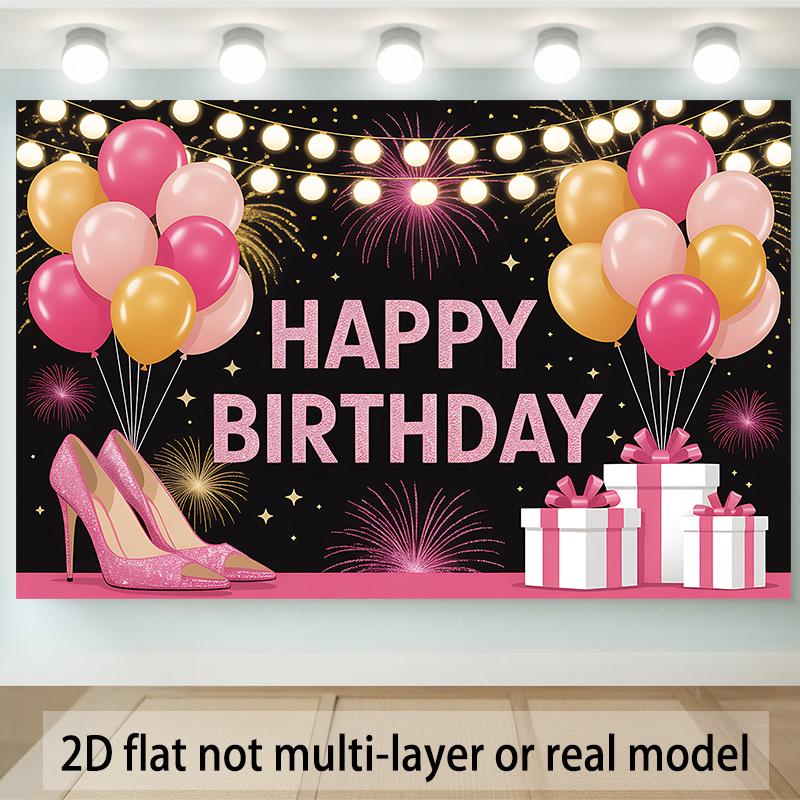 Birthday Celebration Party Banner, Polyester Photo Backdrop for Home Room Wall Decor and Gifts