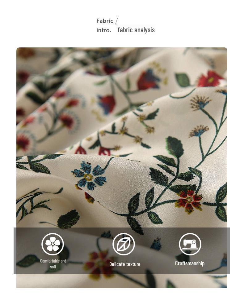 Роскошное платье из тутового шелка с цветочным принтом - Летне-весенняя женская мода средней длины 2025