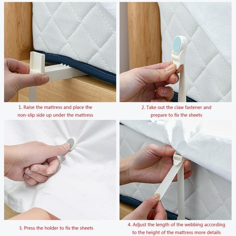 652F 4 шт. Ремень для крепления простыни Противоскользящие зажимы-держатели для простыней Прочные пластиковые зажимы для фиксации пододеяльника Невидимая пряжка