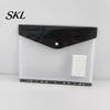 Large Capacity Paper Holder A4 Snap Button File Folder, Horizontal 11 Hole PP Document Organizer with Punch Binder Folder Name Card Slot, Transparent