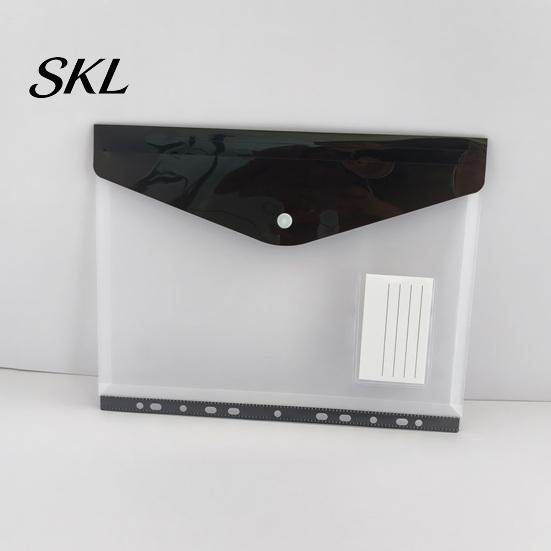 Large Capacity Paper Holder A4 Snap Button File Folder, Horizontal 11 Hole PP Document Organizer with Punch Binder Folder Name Card Slot, Transparent
