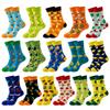 Fruit Men's Mid-Calf Socks Pineapple Watermelon Design Anti-Slip Breathable Cotton for Gym Running Sports