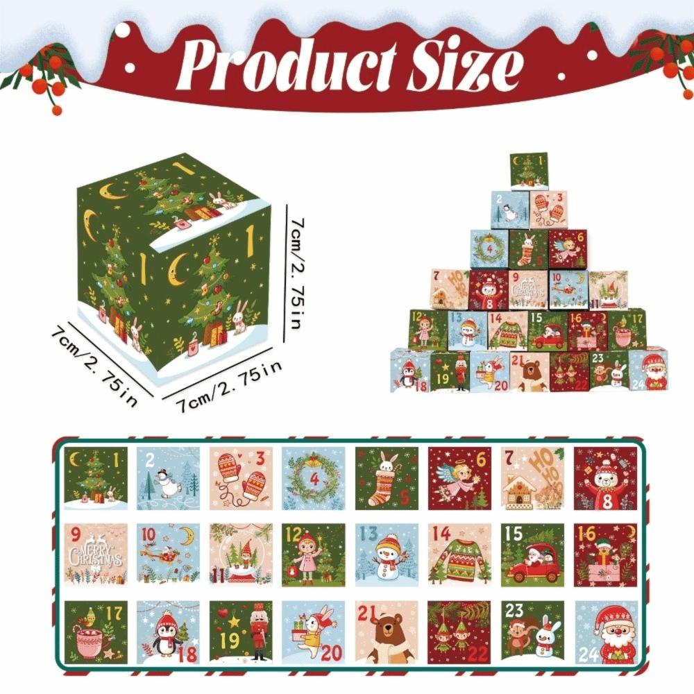 24pcs DIY Advent Calendar Boxes Mini Xmas Numbered Decorative Boxes Desktop Decor