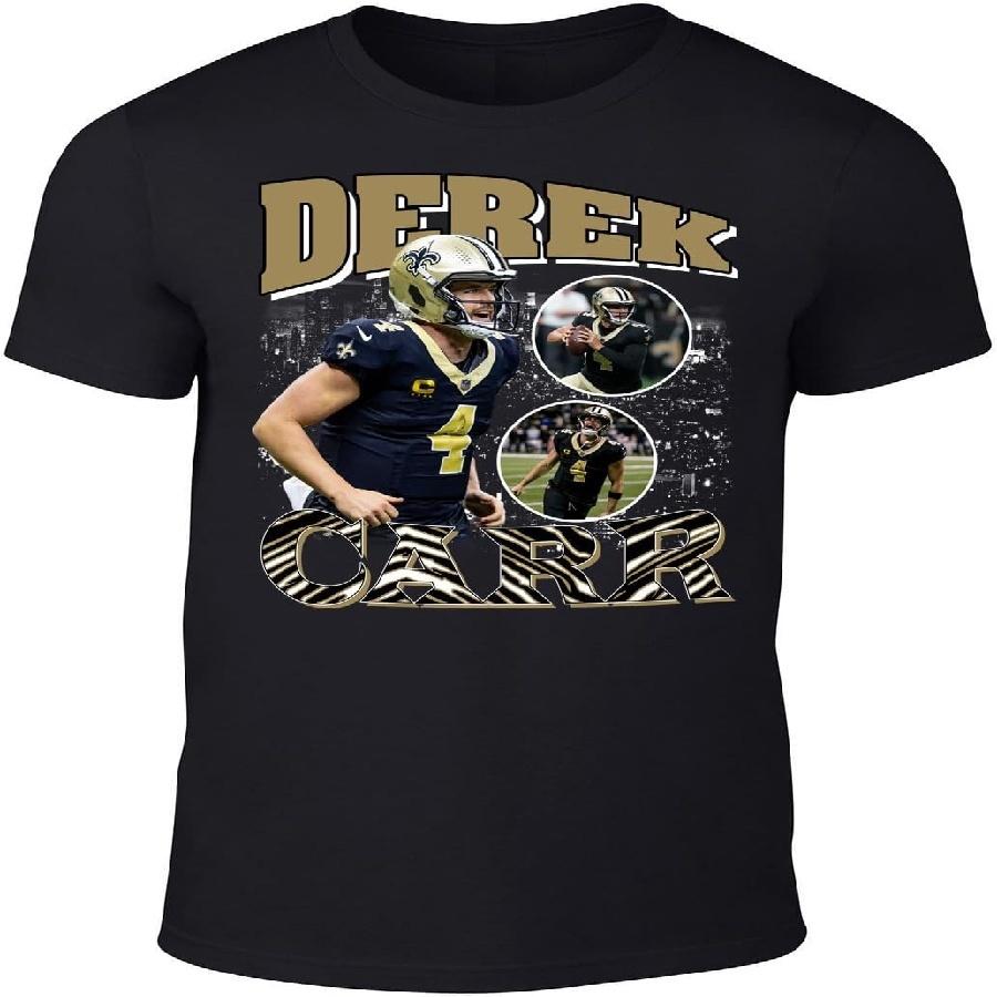 DTGVirgil Черная Футболка в стиле ретро Derek Carr New Orleans Мужская Взрослая