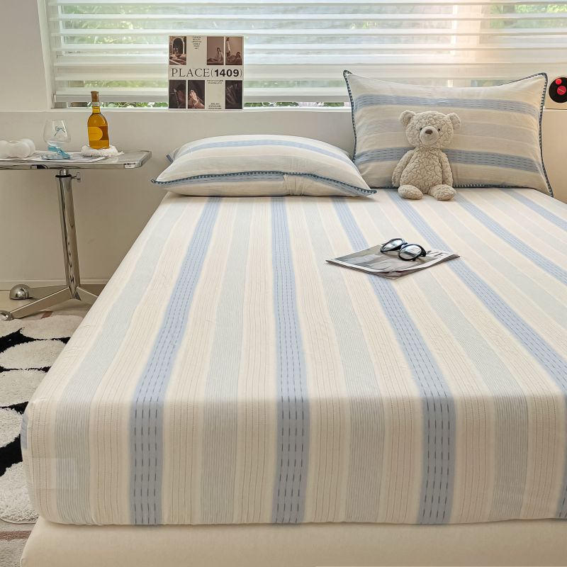 1pc 100% Cotton Fitted Sheet Elastic Bedsheet Breathable Bed Cover Home Bed Linen Sheets Drap De Lit (Pillowcase Need Order)