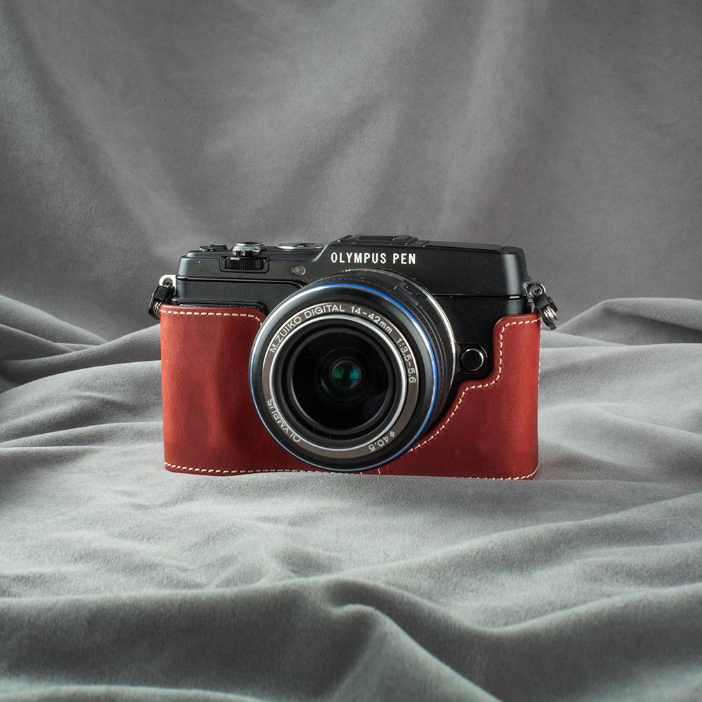 For OLYMPUS PEN E-P5 Leather Camera Case Protective Case For Camera Genuine Real Leather Cover Protective Case for Camera