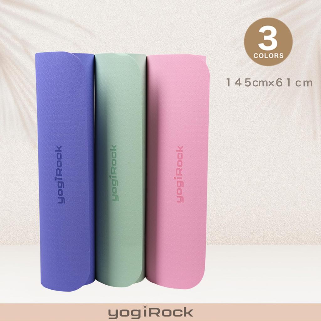yogiRock Yoga 145 x TPE 6mm with Training SGS Certified Pink x Indigo Mat, 61cm, Small, Non-Slip, Bag, Mat/Pilates Mat, (Rose Blue)