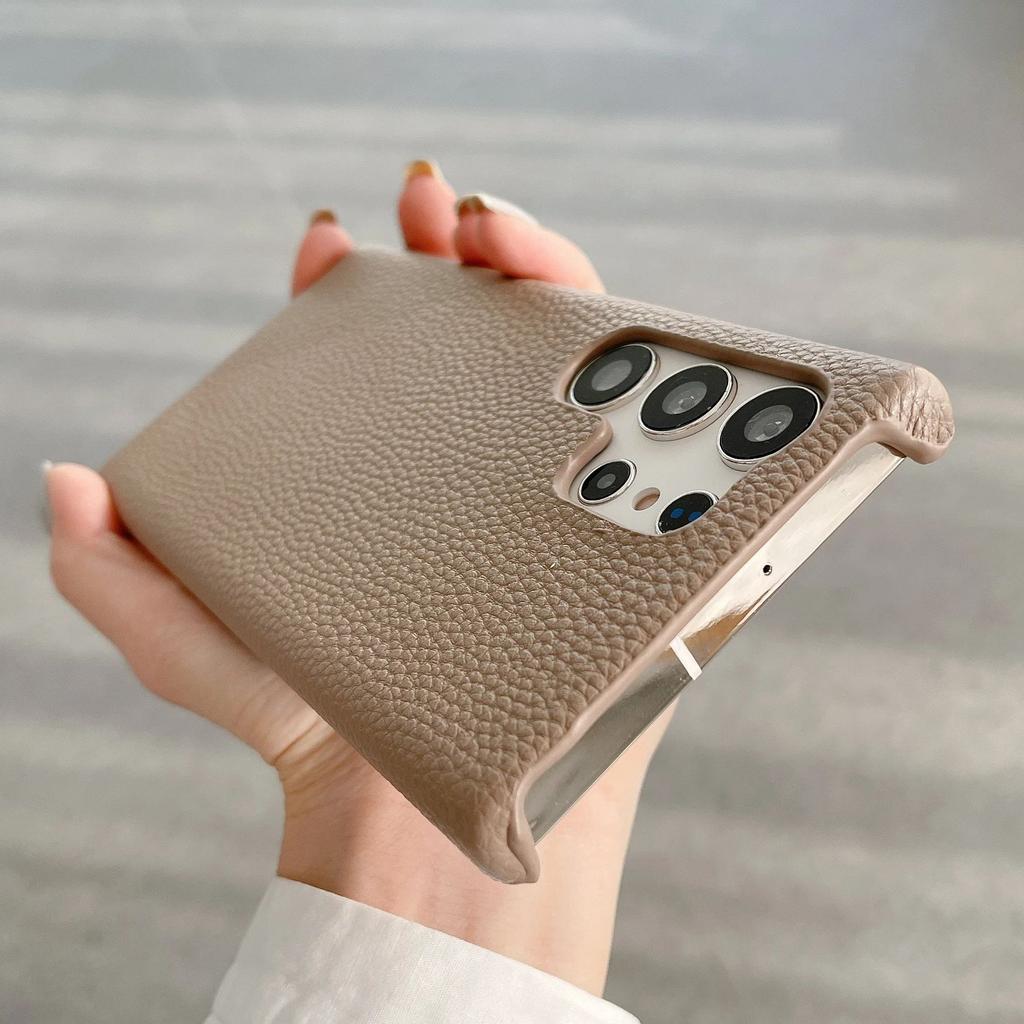 Матовый чехол из кожи с текстурой личи для Samsung S25 S24 S23 S22 Ultra A55 A35 A25 A15 A54 A34 A24 A14. Сплошной безрамочный бампер.
