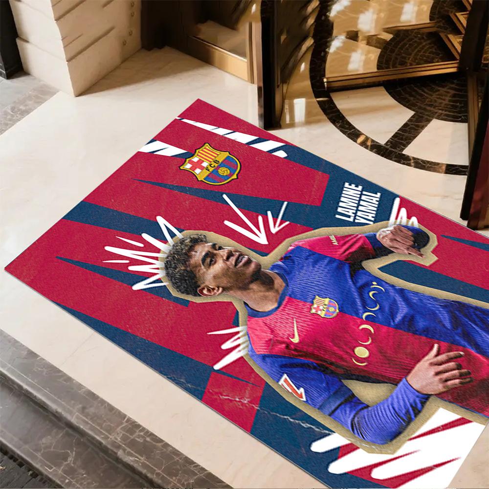 Lamine Yamal's Football Player Action Floor Rug Office Rug Perfect for Dining Room Dormitory Balcony Game Room Anti-slip Rug Office home decor