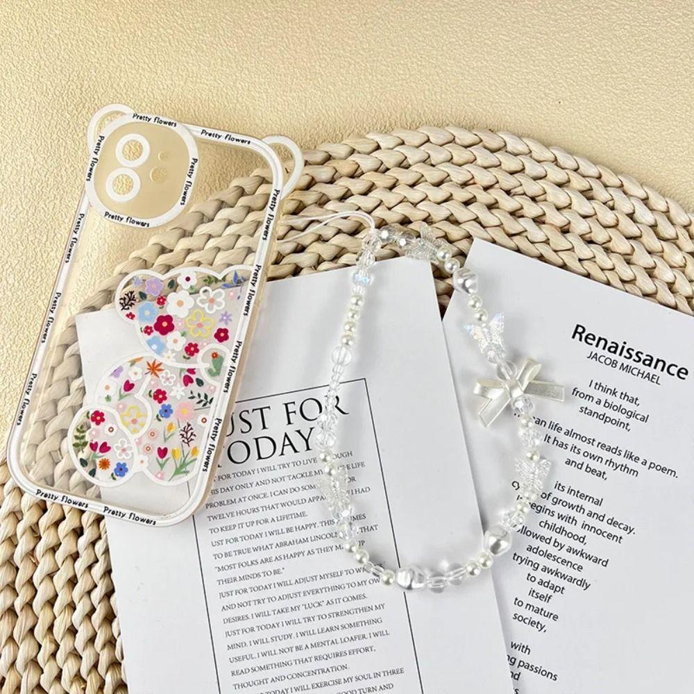 Цепочка для телефона с бантом, Жемчужные украшения для телефона, Милый шнурок для чехла телефона, Телефон