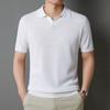Mens Cotton V Neck Short Sleeve Casual Knit Polo Shirt