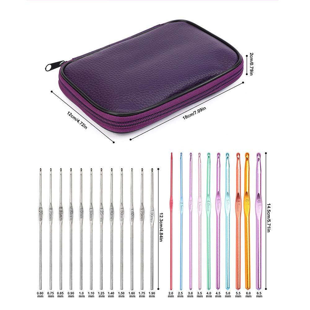 22pcs/Set Crochet Hooks Needles Stitches Knitting Craft Crochet Weaving Tools With Storage Bag Multicolor Mixed Sewing Tools