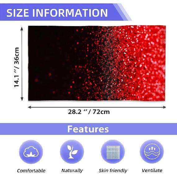Red Black Glitter Hand Towels Set of 2,28 x 14 Inch Bathroom Towel Soft Absorbent Kitchen Hotel Spa Laundry Room Gym Face Towel Decor